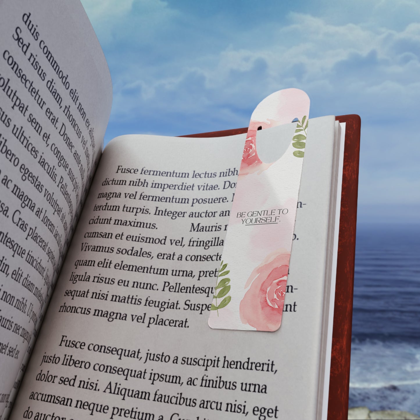 Watercolor Roses Motivational Bookmark - Be Gentle With Yourself